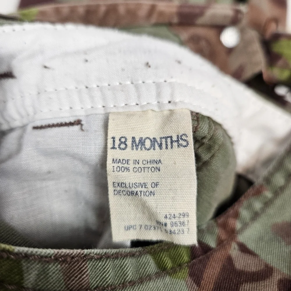 Oshkosh B'Gosh Dinosaur Camo Carpenter Vestback Bib Overalls Size 18M Boys J12